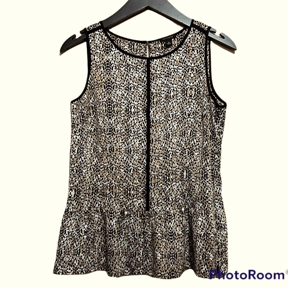 Ann Taylor Leopard Peplum Blouse Size 0